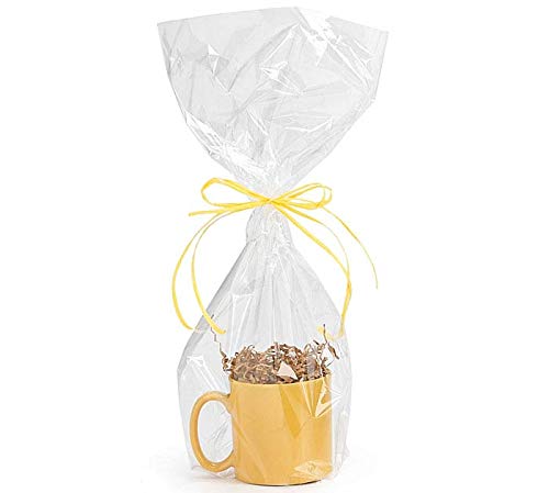 Photo 1 of 10 Pack Cellophane Bags for Baskets 9 X 20 10 PACK Cellophane Gift Bags For Wine Bottles Small Baskets Mugs And Gifts (10 Bags) BOPP Clear Cello Cellophane Bags Gift Basket Package Flat Gift Bags BOPP Bags (Flat, 9 x 20)