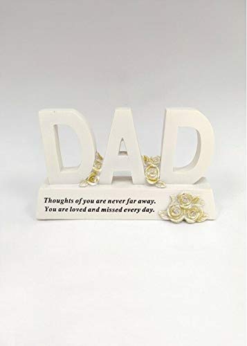 Dad Gold Plinth Memorial Letters- Rose Flower - Remembrance Graveside Plaque Tribute