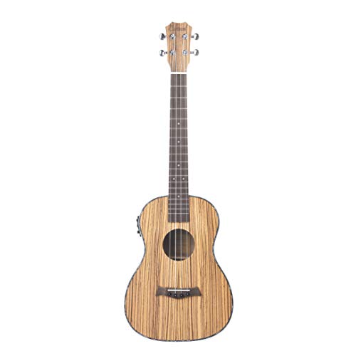 Caramel CB104 Zebra Wood Matt Finish Baritone Acoustic Electric Ukulele With Truss Rod with D-G-B-E Strings
