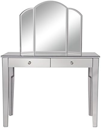Mirrored 2 Drawers Dressing table 42 in. x 18 in. x 31 in. in Silver paint
