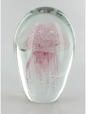 Pink Glass Jellyfish Paperweight 6" (Glow in Dark) - Jelly Fish Paper Weight by JELLYFISH1
