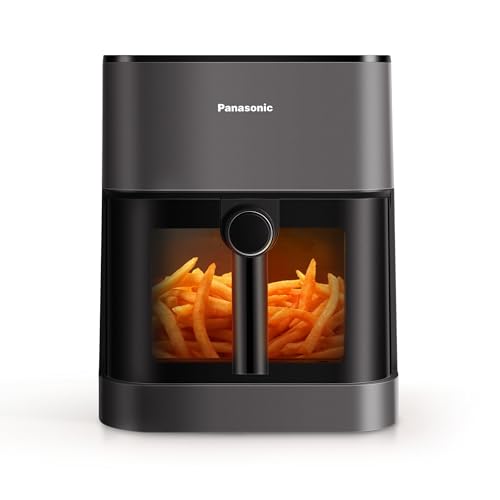 Panasonic NF-CC500SXE Air Fryer mit Sichtfenster, 5 l, 80–200 °C, ETM Award 2024, digitaler Timer & LCD-Display, sanfte Dampfzugabe, 11 Voreinstellungen, einfache Reinigung, Mattgrau