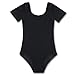 FEESHOW Girls' Classic Short Sleeve Leotard Size 6 Black