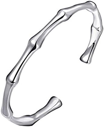 Butterfly Iron Bracelets, Women's Silver Plated Bamboo Joint Opening Cuff Bangle Bracelet Jewelry Gift