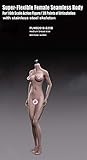 Anyota Female Seamless Body S25B 1/6 Scale Action Figures Dolls Full Silicone Super Flexible Suntan Medium Breast Size(Head Not Included)