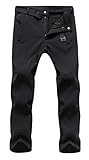 TBMPOY Men's Outdoor Windproof Snow Softshell Pants Hiking Ski workout Cargo Pants (Black,Medium)