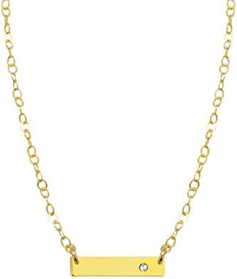 Bar with Gem Necklace with White Swarovski Crystal