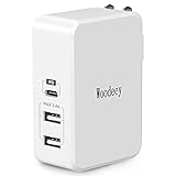 USB C Wall Charger with Power Delivery Woodeey 41W USB C Power Adapter 3-Port PD Charger Fast Charging for iPhone X/8 plus/8, Macbook, Nintendo Switch, Samsung S8, Note 8 and More