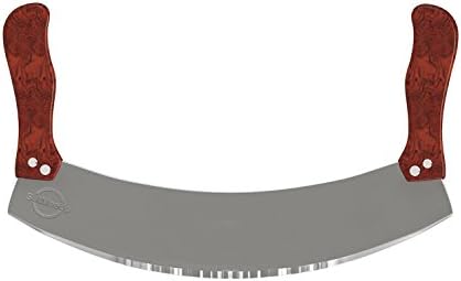 Stainless Steel Mezzaluna Rocker with 10inch Double Handle Knife/Blade &amp; Wooden Grip, Offers the Best KitchenAid in Home &amp; Restaurant Cookware.