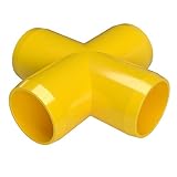 FORMUFIT F001CRX-YE-4 Cross PVC Fitting, Furniture Grade, 1" Size, Yellow (Pack of 4)