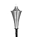 BIRDROCK HOME 4 Pack Outdoor Conical Torches - Flame Lamp - Satin Silver Patio Lighting - Metal Genie Torch
