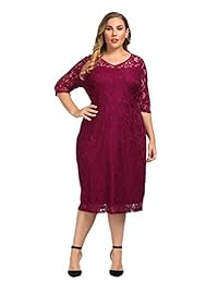 Chicwe Vestido de encaje elástico para mujer, talla grande, para fiesta, boda, cóctel