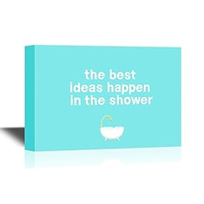 Bathroom Canvas Wall Art - The Best Ideas Happen in The Shower - Gallery Wrap Modern Home Art | Ready to Hang - 12x18 inches