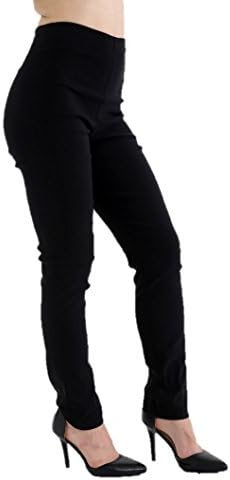 Ladies Girls Black High Waist Womens Trousers School Pant Work Stretch Pull On