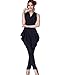 PrettyGuide Women V Neck Wrap Cap Sleeves Tunic Jumpsuit Rompers Long Pants