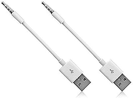 (2-Pack) Mini USB Cable,10.5cm Length 3.5mm 2 in 1 USB Charger and SYNC Data Cable for Apple iPod Shuffle 3rd / 4th / 5th /6th /7th Generation