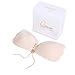 IH-TECH Adhesive Bra, Push Up Strapless Bra with Drawstring Reusable Invisible Silicone Backless Bras for Women (Nude, Cup D)