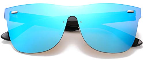 Rimless Mirrored Lens One Piece Sunglasses UV400 Protection for Women Men (Red+Blue+Green)