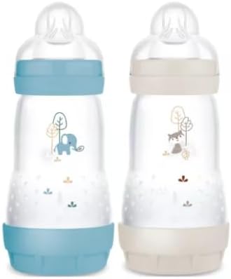 2 Easy Start 2+, Biberones Anticólicos Flujo Medio (2 x 260 ml) Océano + Arena - Biberones para reducir los cólicos, Biberones para lactancia materna