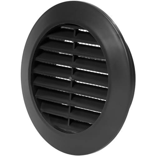 Vent Systems 70 mm / 2.75" Inch Black Plastic Round Door Vent – Louvred Air Vent Grille with Mesh Screen for Doors, Cabinet – Easy Push-Fit Ventilation Cover for Airflow Between Rooms – Indoor Use
