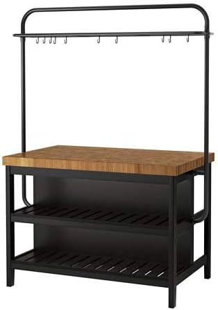 Amazon Co Jp Vadholma ヴァドホルマ アイランドキッチン ラック付き ブラック オーク 392 762 29 ホーム キッチン