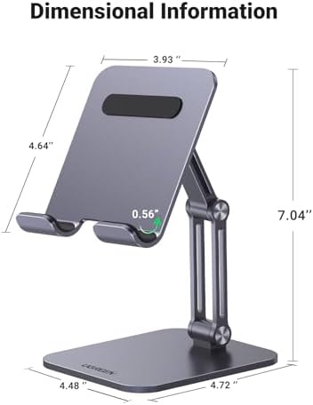 Supporto Tablet Regolabile da Tavolo, Porta Cellulare Scrivania in Alluminio Compatibile con Galaxy Tab, iPad 2022/2021 e Altri da 4.7-12.9"
