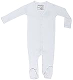 Organic Cotton Baby Long Sleeve Footie GOTS Certified (White, 3-6m)