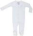 Organic Cotton Baby Long Sleeve Footie GOTS Certified (White, 3-6m)