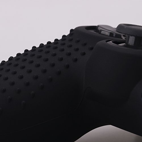 YoRHa Studded Dots Silicone Rubber Gel Customizing Cover for Sony PS4/slim/Pro Dualshock 4 Controller x 1(Black&White) with Pro Thumb Grips x 8