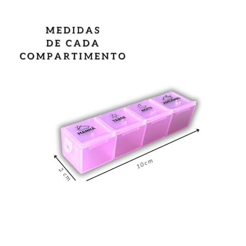 MBB Shop - Caixa Organizador Porta Comprimido Remédio Vitaminas Semanal 2 x Por Dia Manhã e Noite - 28 Compartimentos - Premium (Multicolorido)