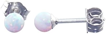 Trustmark 925 Sterling Silver 4mm White Created Opal Ball Stud Post Earrings, Lorraine