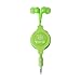 ReTrak Retractable Stereo Earbuds, Green (ETAUDIOGRN)