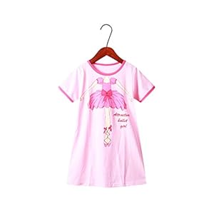 LOKKSI Kattenbeertje voor meisjes, nachtjapon, grappig, patroon, nachthemden, 100% katoen, nachtkleding, voor 3-12 jaar