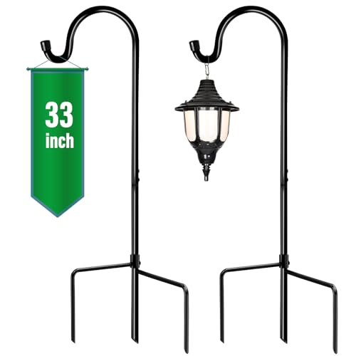 GOFORWILD Schäferhaken 2 Stück schwarz, 83,8 cm hoch, aus hochwertigem Metall für Gartendekoration, Pflanzenaufhänger, Laternenhaken, Solarleuchte zum