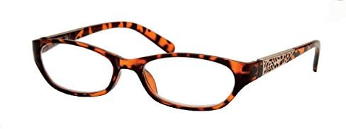 Stylish Spring Temple Plastic Frame with Fashion Decor Side Reading Glasses by iViva (+100, Brown Leopard Print)