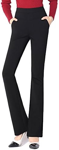Glorstar Women's Relaxed Trousers Stretchy pant Boot Cut Pant (M, Black)