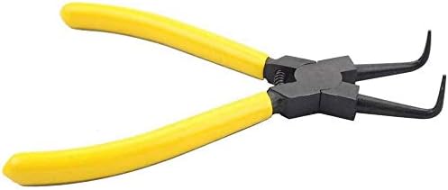 WOOSTAR 90 Degree Tip Yellow Grips Internal Bent Circlip Plier, Bent-nose