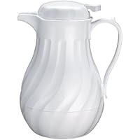 Winco Push Button Insulated Beverage Server with Swirl Design, 20-Ounce, White