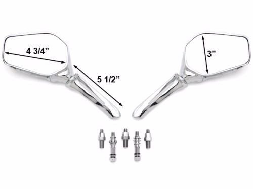 Pair Motorcycle 3D Skull Skeleton Rear View Mirrors For Harley Electra Glide Honda Shadow 600 Kawasaki Vulcan Suzuki Yamaha Cruiser bikes (black and chrome) - Thumbnail 4