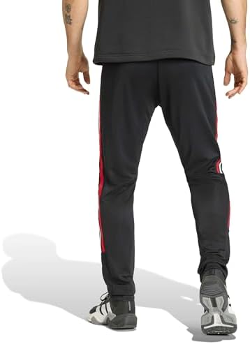 Homme Workout Essentials all-Set 3-Stripes Knit Pant, Black/Team Dark Green/White/Better Scarlet, M