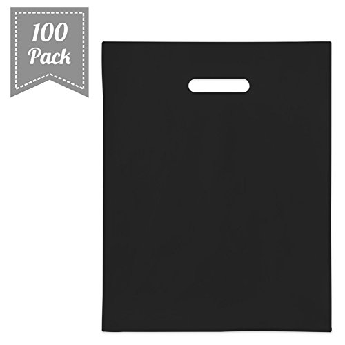 [ 100 Count, 16" X 18" ] Extra Durable Glossy Black Merchandise Bags, Premium Plastic Retail, Gift, Party, Shopping Bags - PackItChic - Thumbnail 3