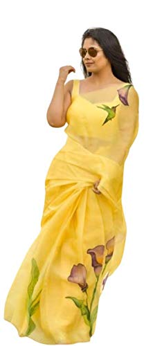 Women's Organza Saree With Unstitched Blouse Piece.