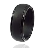 LiveLife Silicone Wedding Ring for Men & Women, 4 Packs & Singles Silicone Rubber Wedding Bands (Men: Black Groove, 13)
