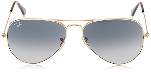 Ray-Ban 3025 Aviator Large Metal Non-Mirrored Non-Polarized Sunglasses, Gold/Light Grey Gradient Dark Grey (181/71), 58mm