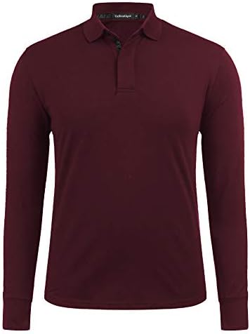 Uniboutique Men's Long Sleeve Polo Casual Dry Fit Golf Polos Hidden Button Shirt