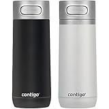 Contigo Luxe Vacuum Insulated Stainless Steel Travel Mug, 14 oz Each 2 Pack Licorice and Frosted Pearl