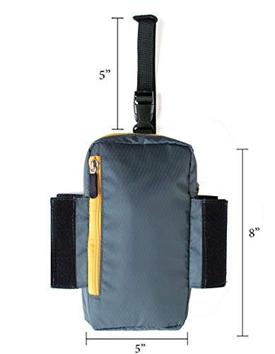 Dynamo sports pouch, crutch bag, walker bag, wheelchair bag, gray with yellow zipper - Thumbnail 3