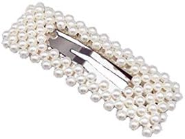 Lovinda Girl Women Silver Plated Pearl Hair Clip Square Barrettes Hair Bow Hair Clamp Hairpin Hairdressing Tool Hair Accessory for Lady Birthday Gift