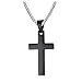 Xianli Wang Men Women Simple Cross Pendant Stainless Steel Titanium Necklace Car Rearview Mirror Pendant(Black)