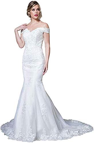 Lily Wedding Off The Shoulder Lace Mermaid Wedding Dresses for Bride 2018 Floor Length Bridal Gown